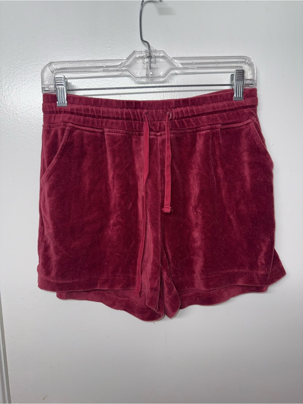 Plush Drawstring Lounge Shorts - Burgundy